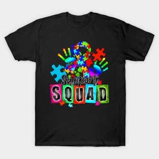 Autism Awareness Month Ribbon Support Squad Womens Kids T-Shirt